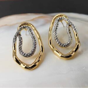 Gold and Silver Textured Loop Earrings